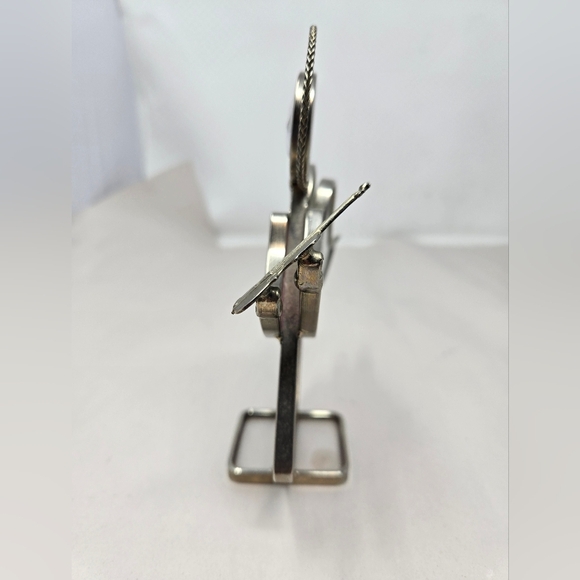 Pink Stain Glass Angel Holding A Violin Metal & Glass Figurine **FLAW** - Picture 2 of 10